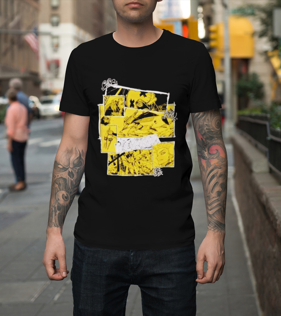 Gachiakuta Enjin Manga Panel Collage Yellow And Black Comic T-Shirt