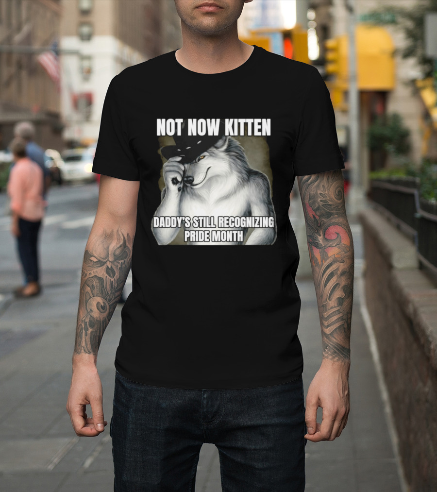 Not Now Kitten Daddy's Still Recognizing Pride Month Wolf T-Shirt