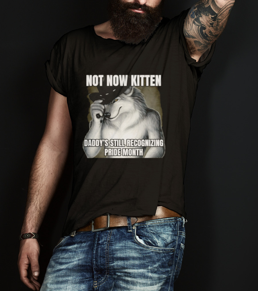 Not Now Kitten Daddy's Still Recognizing Pride Month Wolf T-Shirt