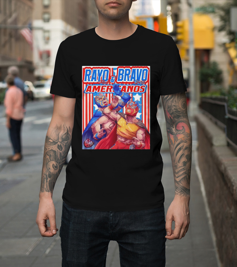 Rayo And Bravo Red Blue Americanos Wrestling Fan Favorite T-Shirt