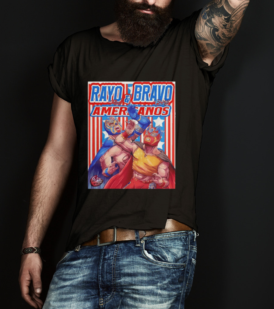 Rayo And Bravo Red Blue Americanos Wrestling Fan Favorite T-Shirt