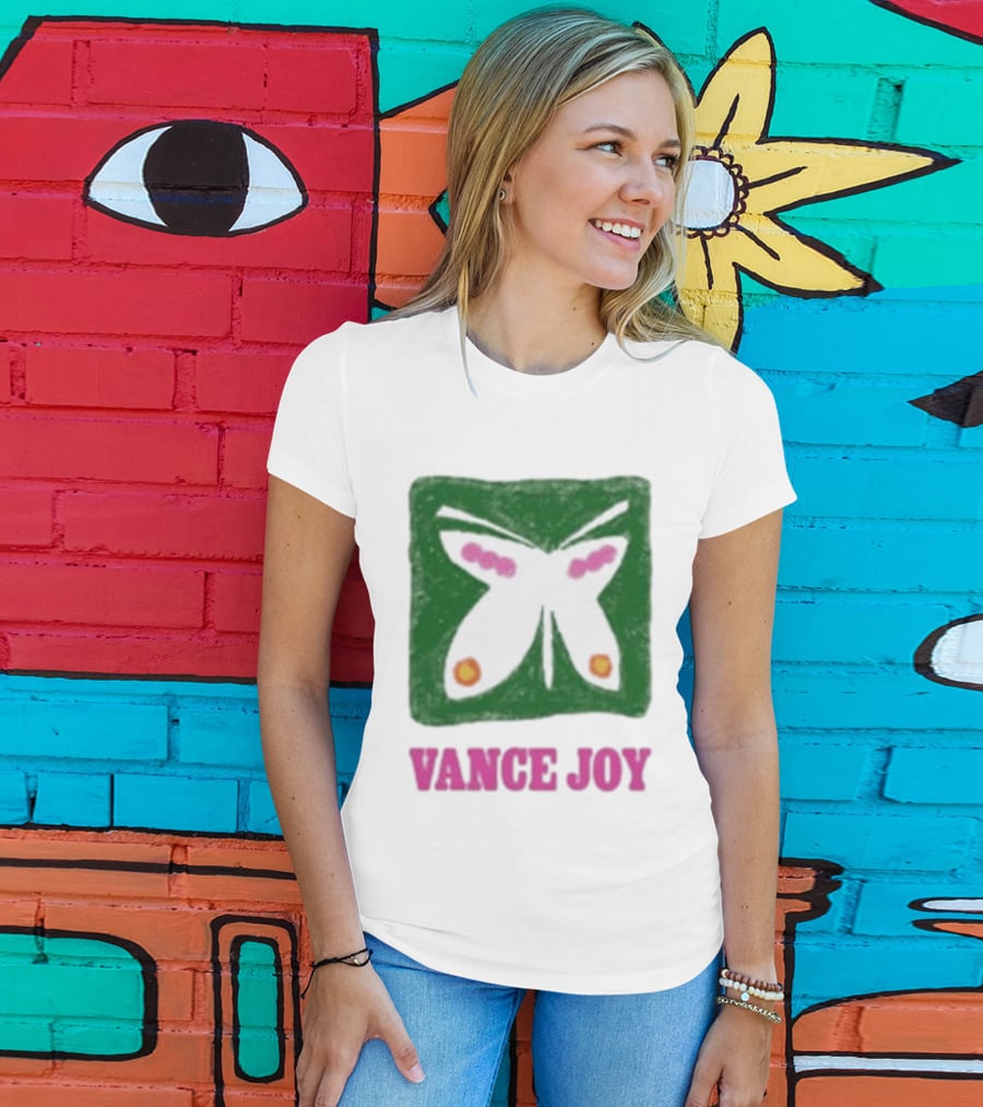 Vance Joy Butterfly Green Pink White T-Shirt