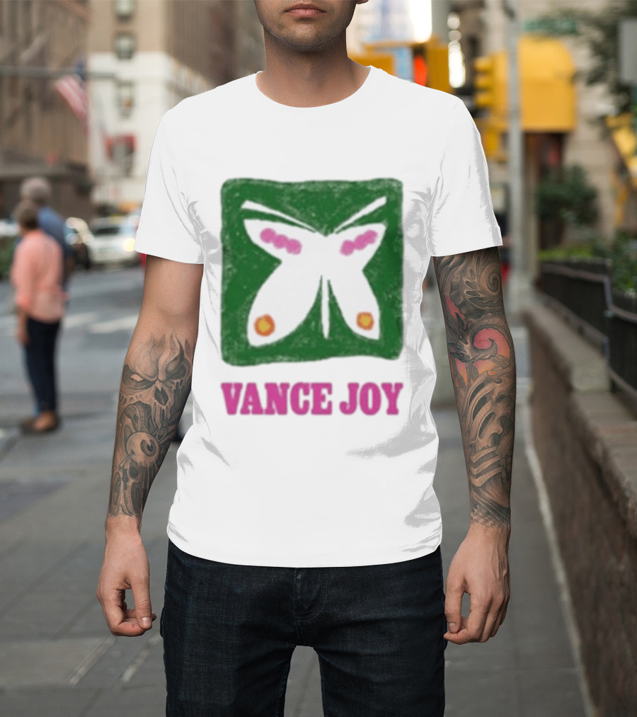 Vance Joy Butterfly Green Pink White T-Shirt