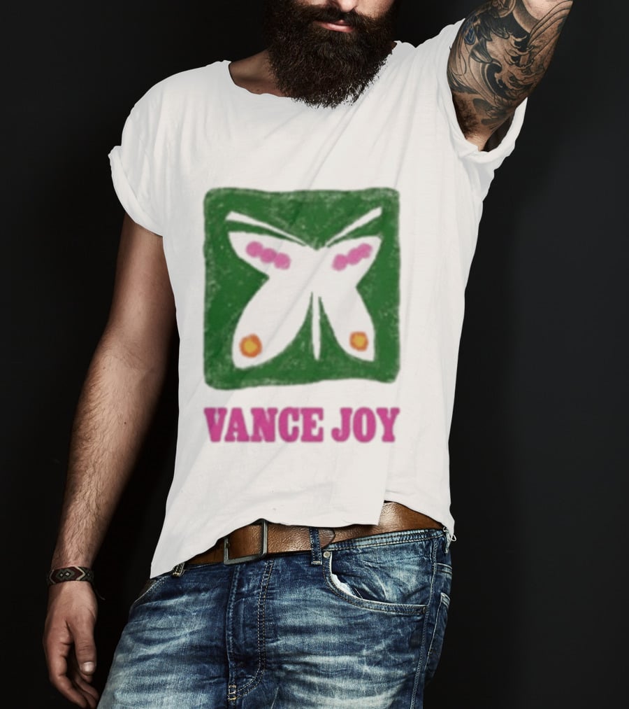 Vance Joy Butterfly Green Pink White T-Shirt