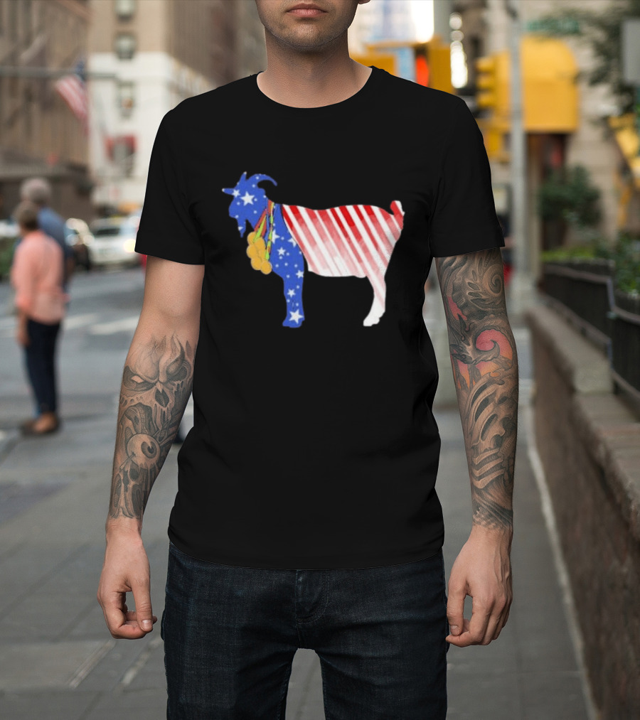 USA GOAT Stars Stripes Olympic Medals T-Shirt