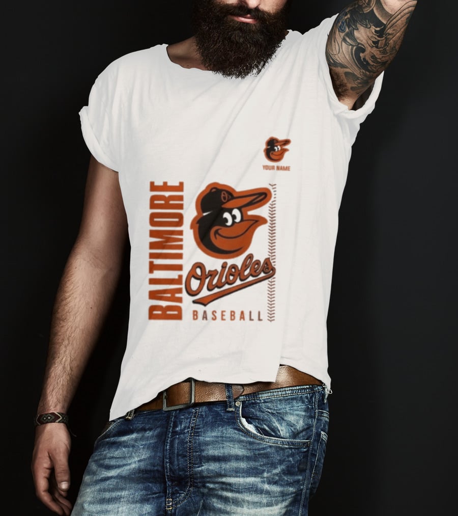 Baltimore Orioles Baseball Team Logo With Mascot Bird T-Shirt