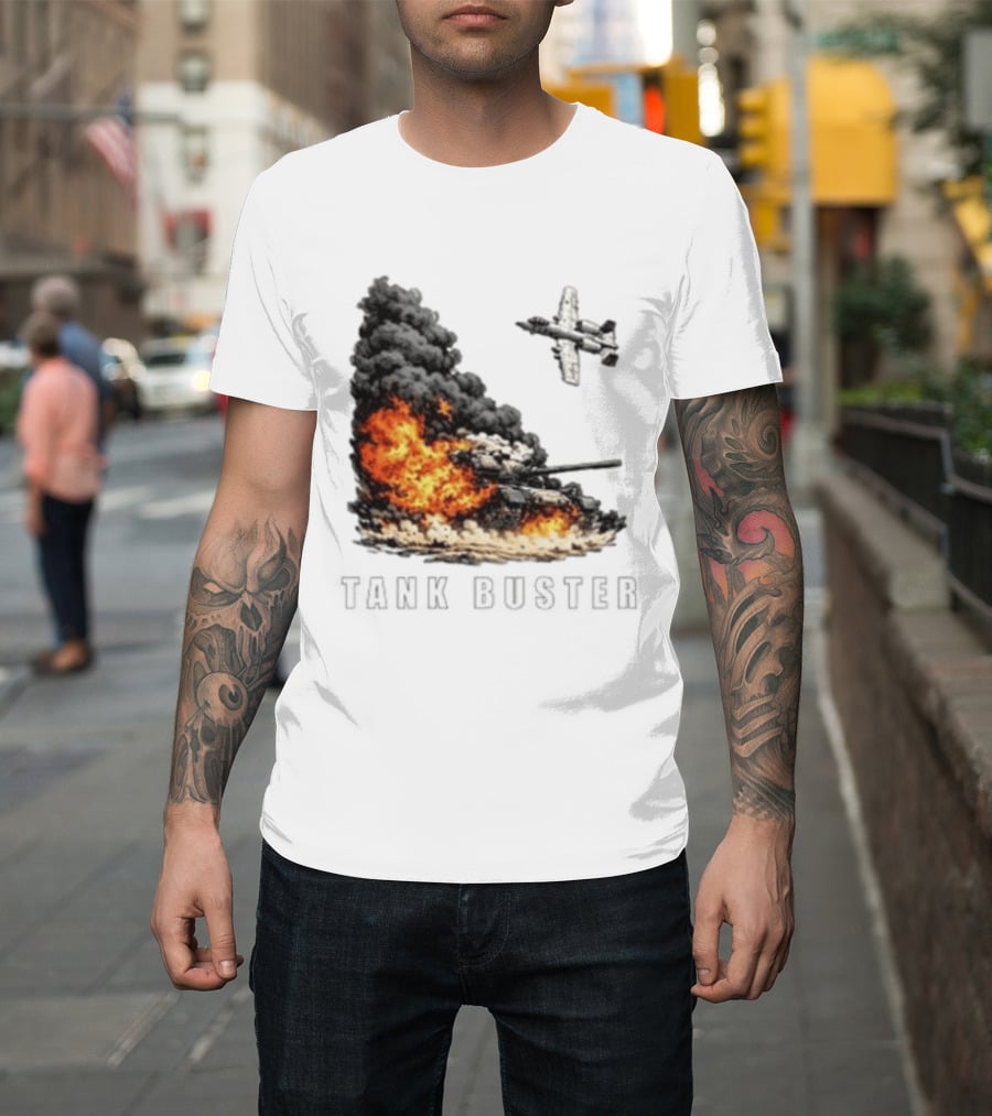 Tank Buster Explosion Fighter Plane Attack T-Shirt