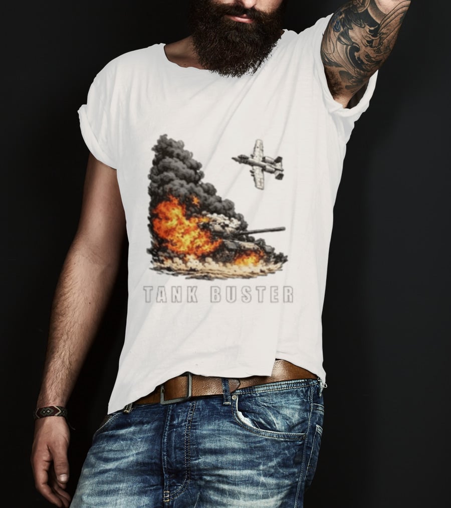 Tank Buster Explosion Fighter Plane Attack T-Shirt