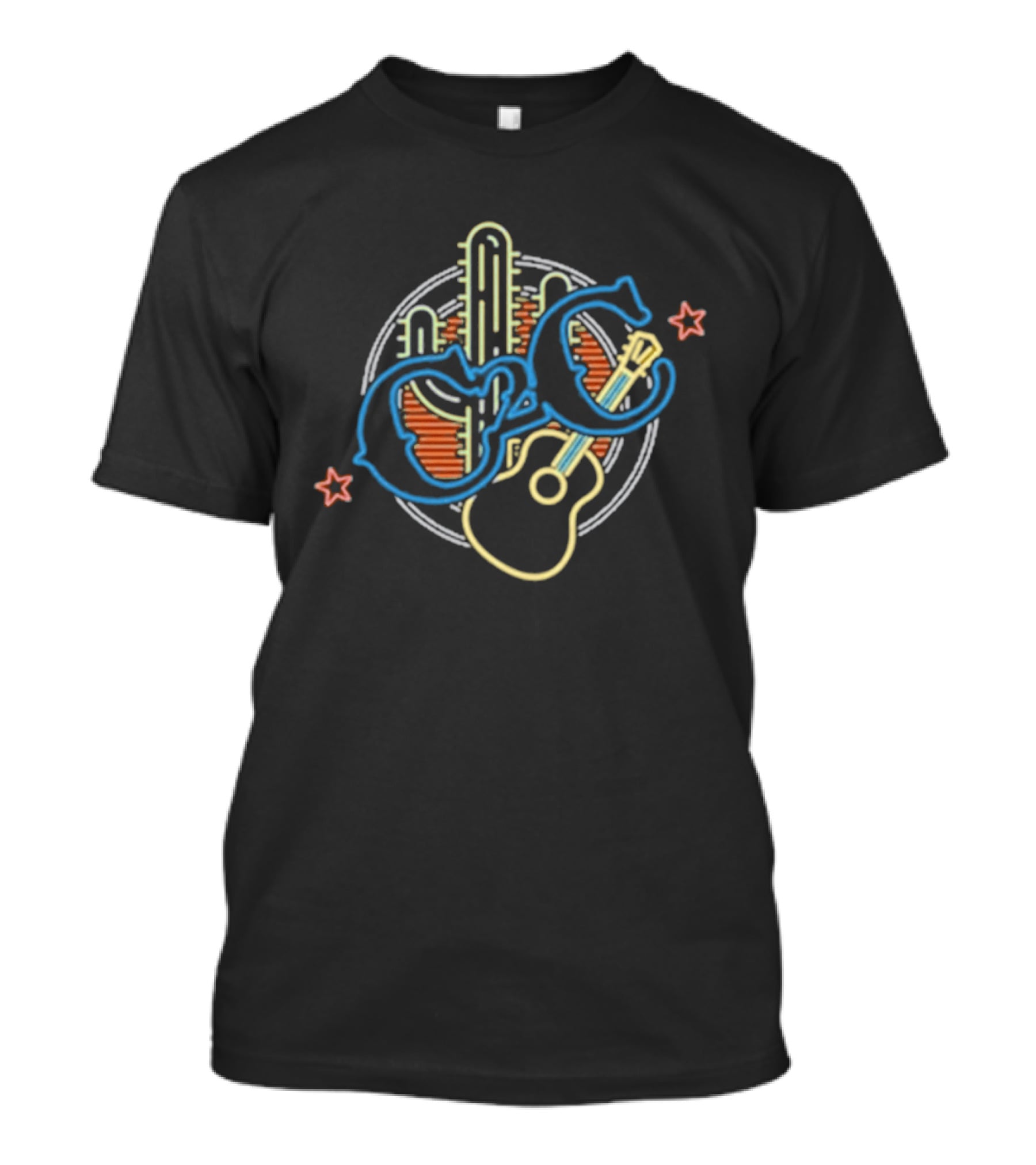 Country To Country 2026 Belfast Tour Guitar Cactus Stars T-Shirt