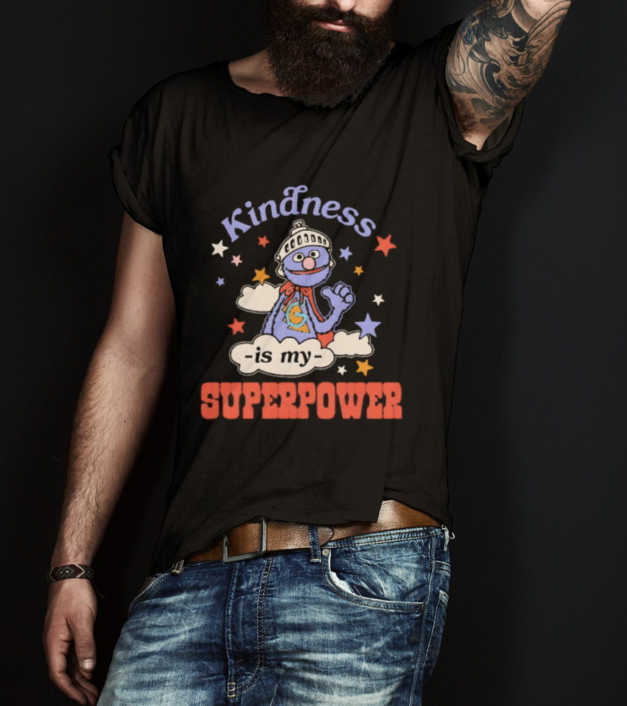 Kindness Is My Superpower Grover Colorful Stars And Clouds T-Shirt