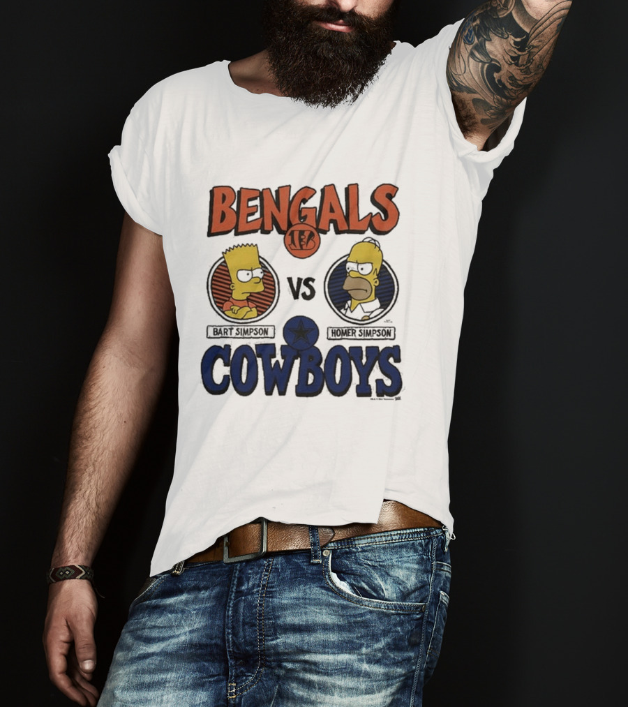 Bengals Vs Cowboys Bart Simpson Homer Simpson T-Shirt