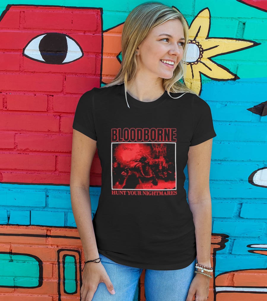 Bloodborne Hunt Your Nightmares Red Hunter Gamers Merch Fan T-Shirt