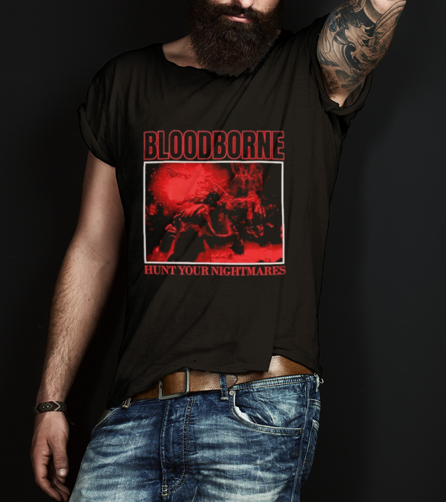 Bloodborne Hunt Your Nightmares Red Hunter Gamers Merch Fan T-Shirt