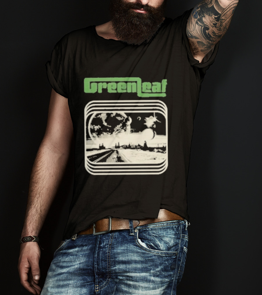 Greenleaf Black Space Scenic Globe With Railway Tracks T-Shirt