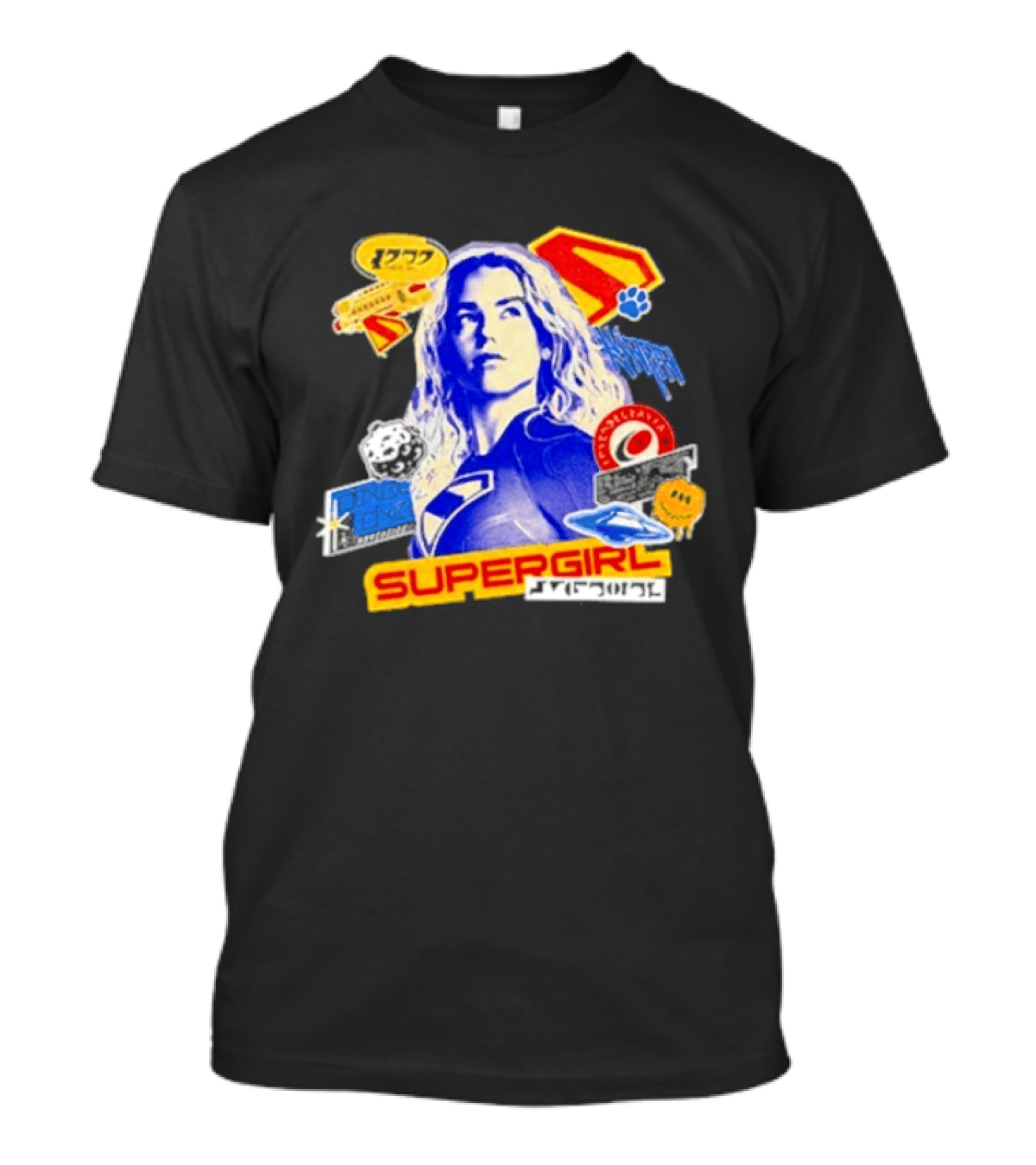 Supergirl Kryptonian Hero Pop Art Sticker Collage T-Shirt