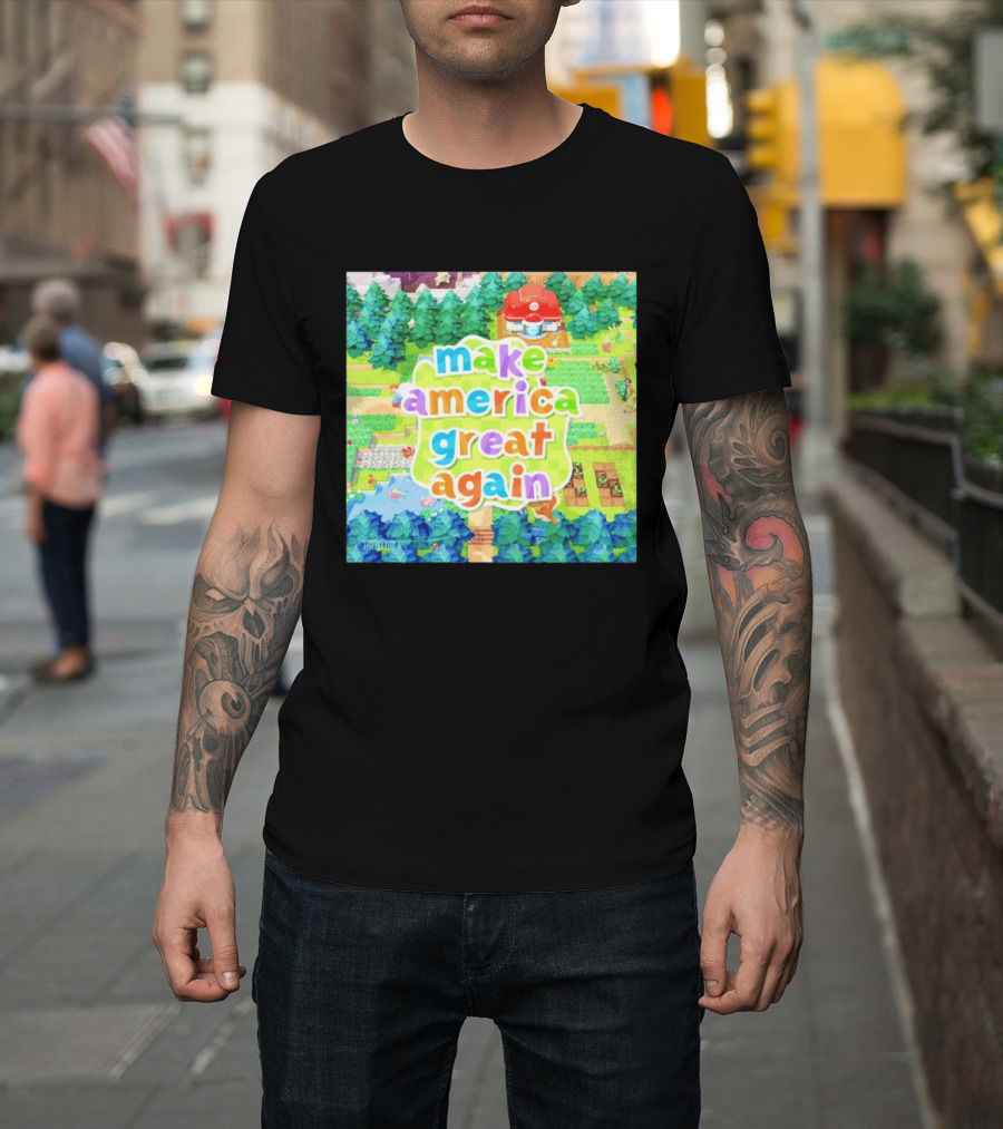 Make America Great Again Colorful Forest Game Inspired Scenery White House Pokopia Generator T-Shirt