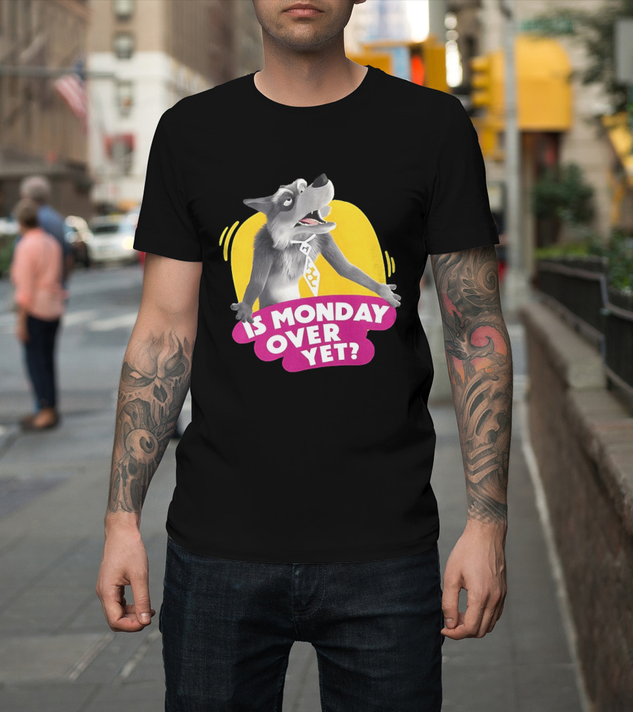 Masha And The Bear Wolf Character Asking Is Monday Over Yet T-Shirt