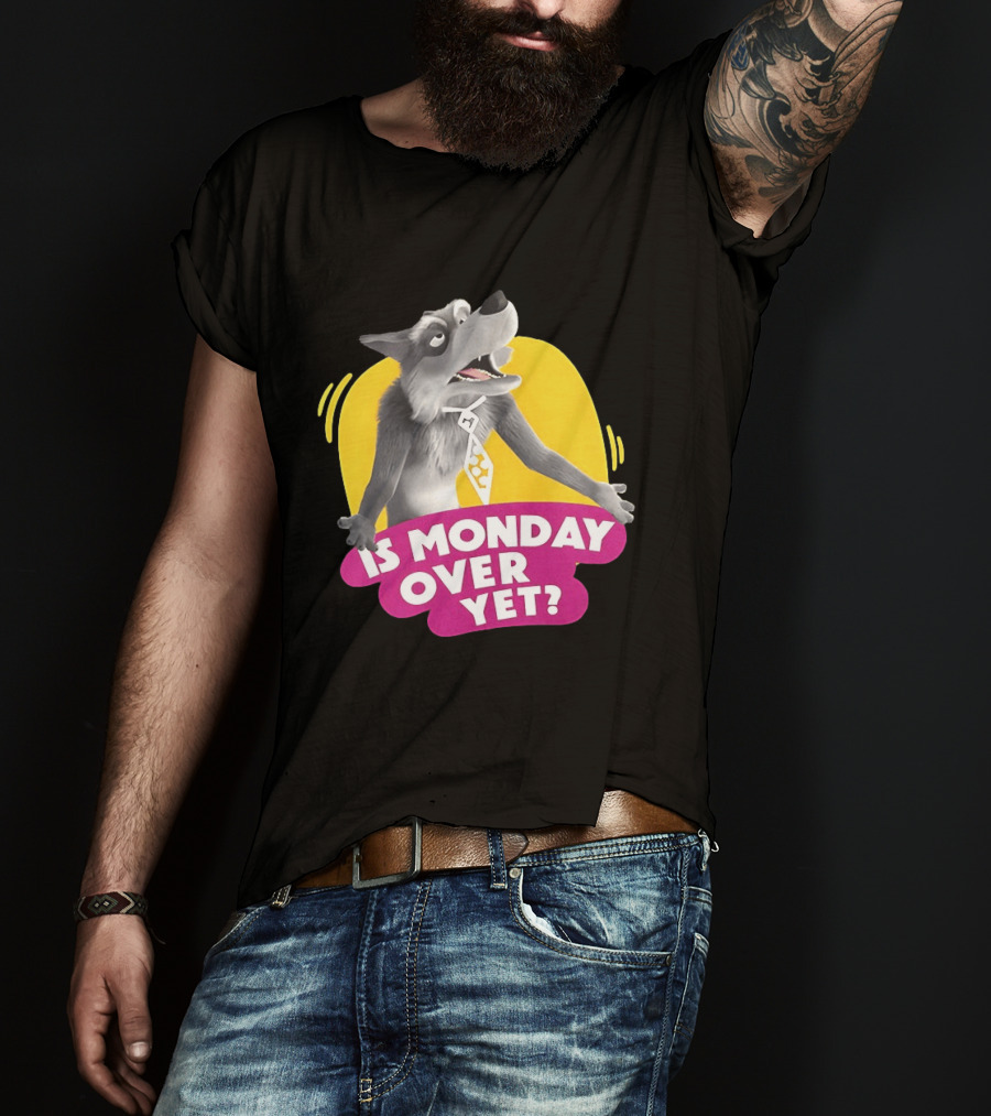 Masha And The Bear Wolf Character Asking Is Monday Over Yet T-Shirt