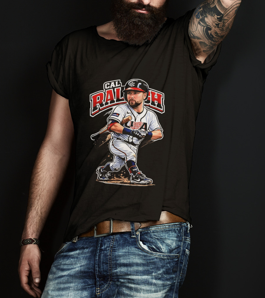 Cal Raleigh USA Baseball Classic Team Player Caricature T-Shirt