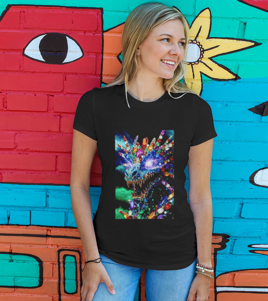 Dragon Crystal Psychedelic Gem Monster Multicolor Jewel Encrusted Creature T-Shirt