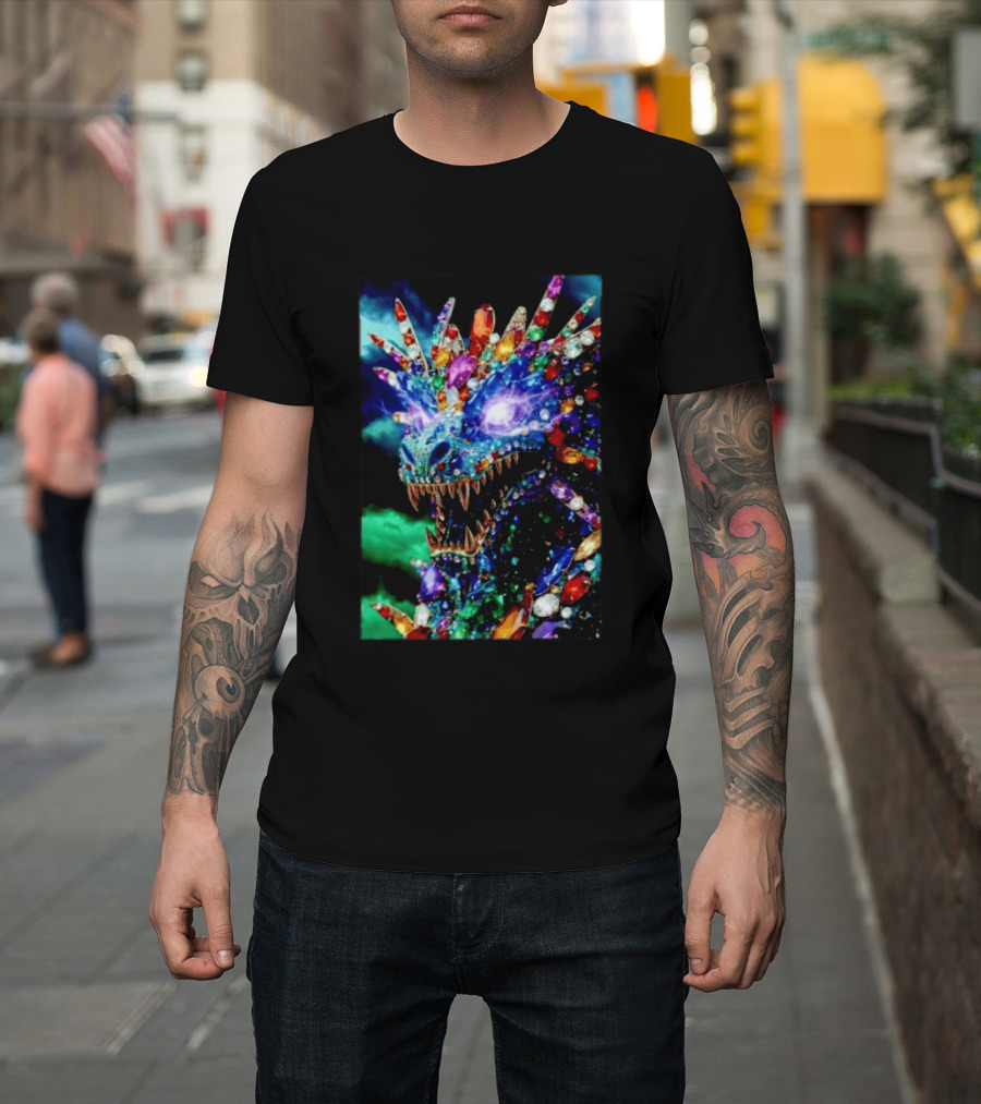 Dragon Crystal Psychedelic Gem Monster Multicolor Jewel Encrusted Creature T-Shirt