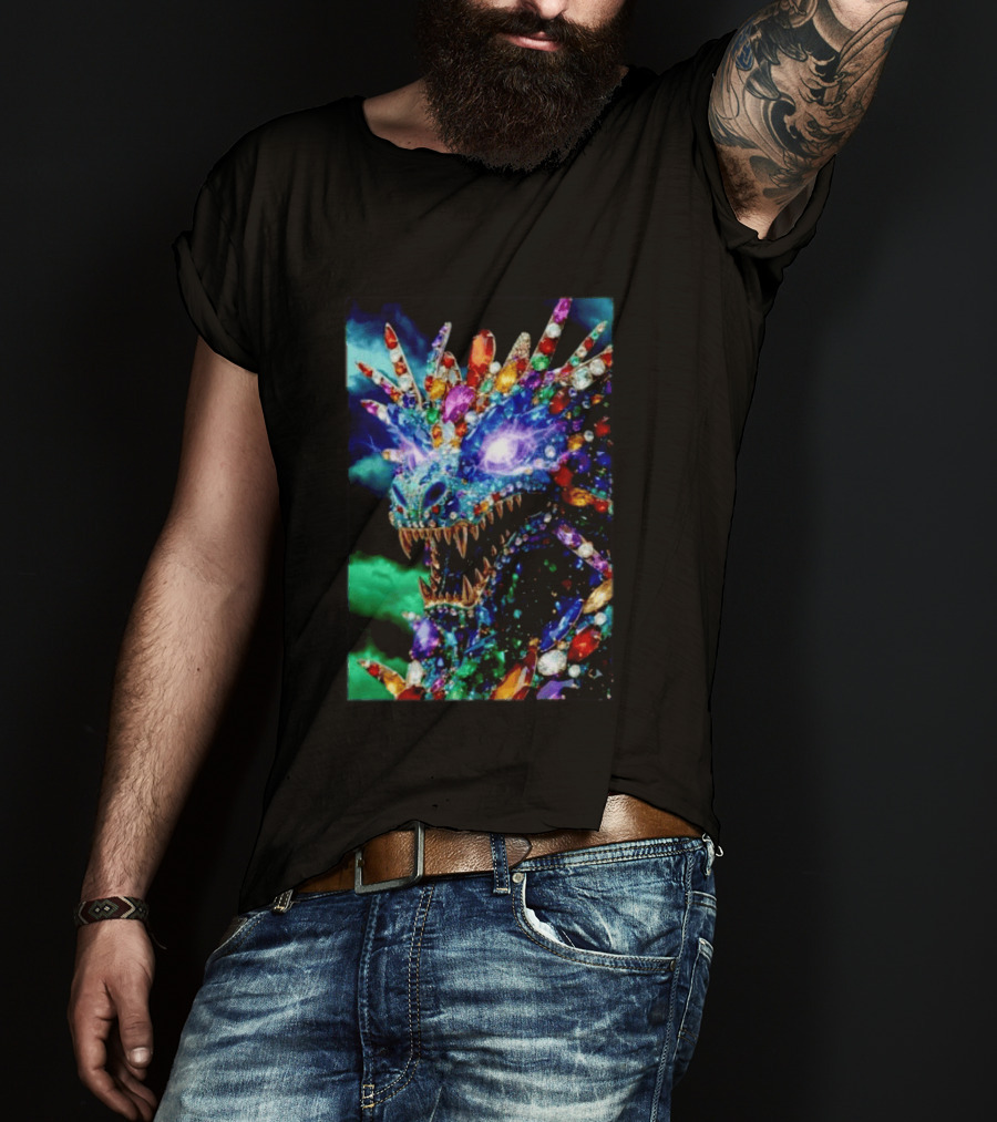 Dragon Crystal Psychedelic Gem Monster Multicolor Jewel Encrusted Creature T-Shirt