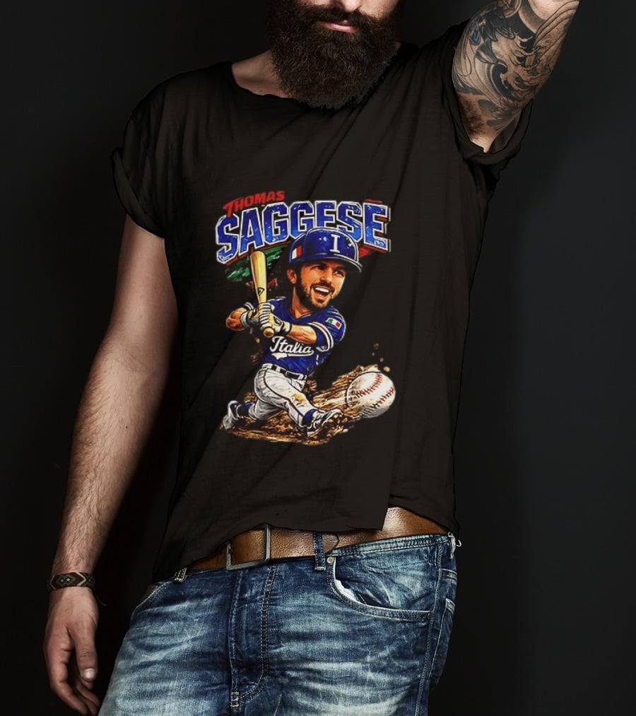 Thomas Saggese Italy Italia Baseball Classic Caricature T-Shirt
