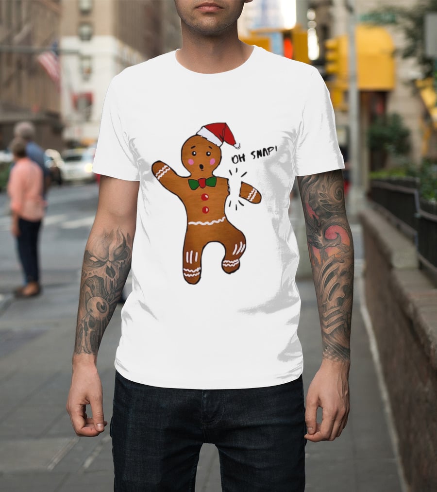 Gingerbread Man Oh Snap Broken Arm Christmas Humor T-Shirt