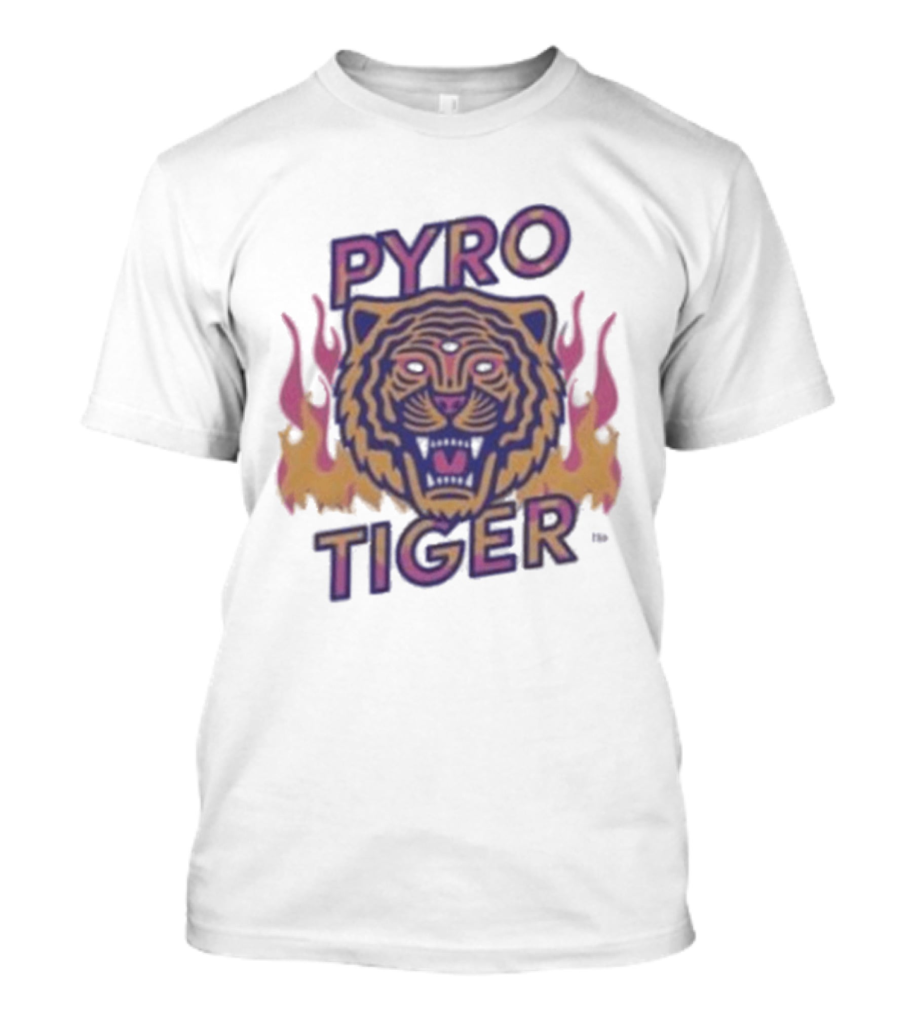 Pyro Tiger Flame Illustration With Fierce Tiger Head And Flaming Accents T-Shirt