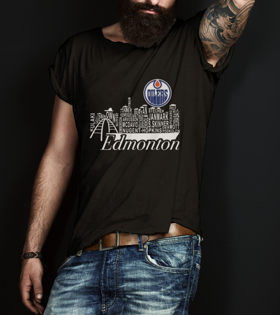 Edmonton Oilers Skyline Names 2025 McDavid Draisaitl Hyman Nugent Hopkins Smith T-Shirt
