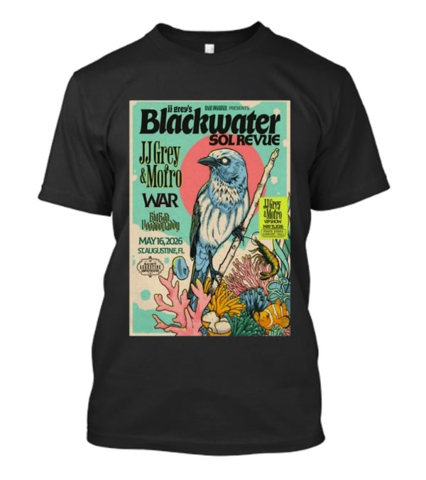 JJ Grey & Mofro Blackwater Sol Revue St. Augustine FL May 16 2026 War Big Bad Voodoo Daddy Live Wildly Presents Concert Event T-Shirt