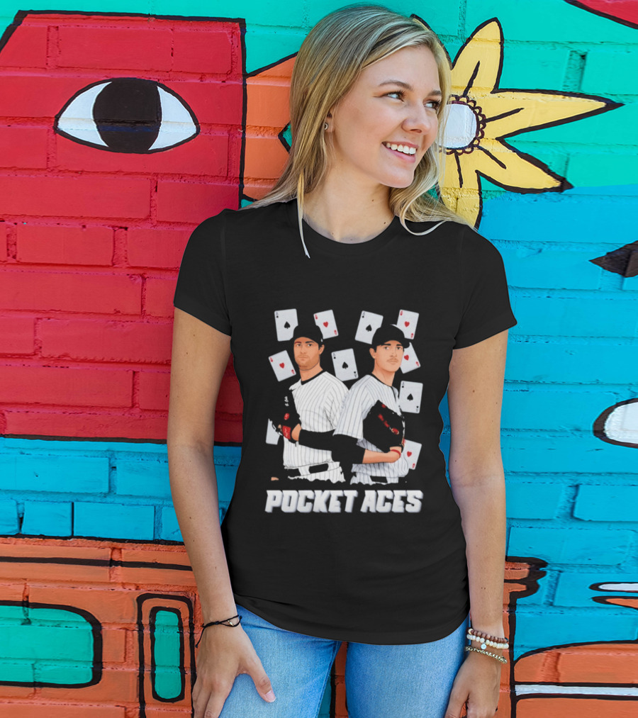 Max Fried Gerrit Cole New York Yankees MLB Pocket Aces Baseball Cards T-Shirt