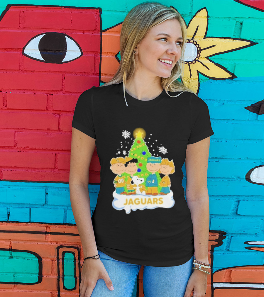 Jacksonville Jaguars Snoopy Peanuts Christmas Tree Celebration T-Shirt