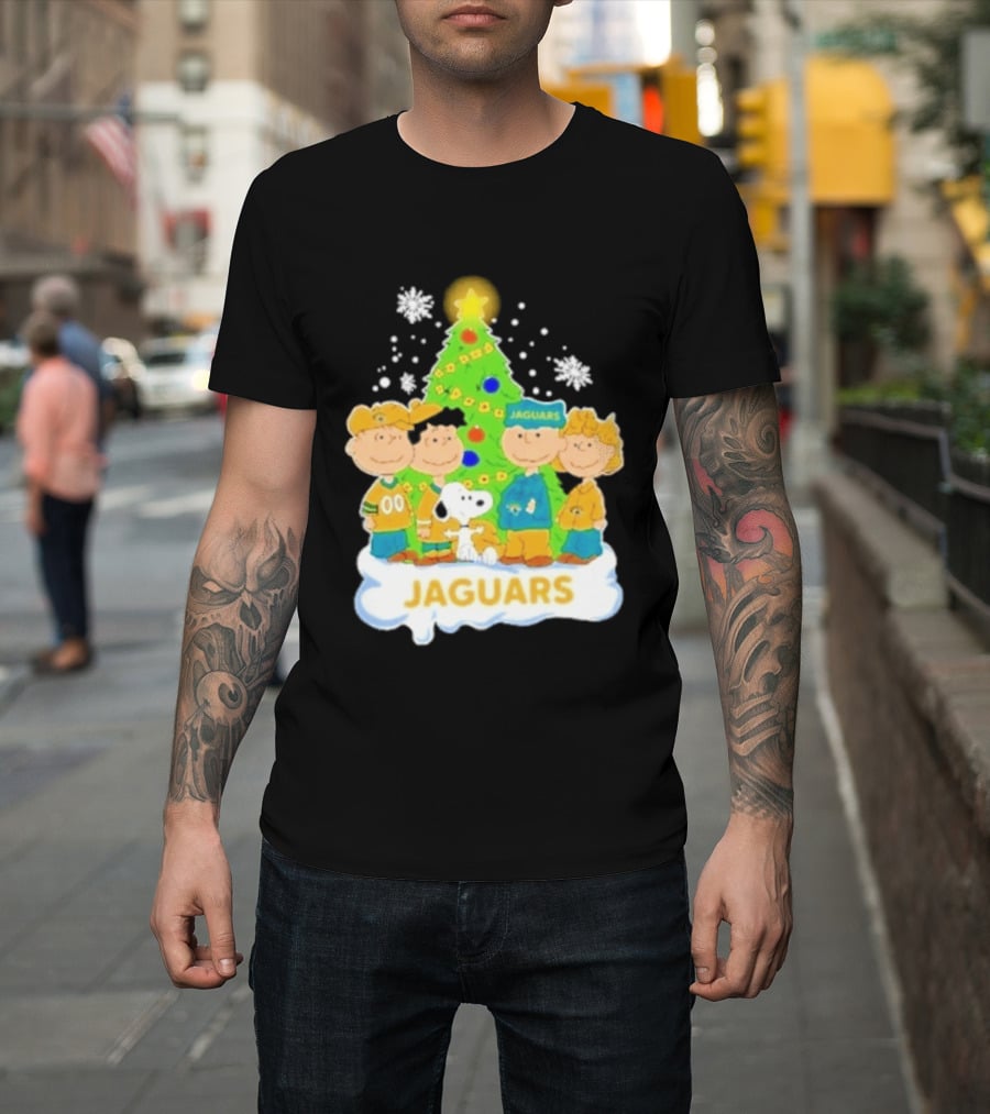 Jacksonville Jaguars Snoopy Peanuts Christmas Tree Celebration T-Shirt