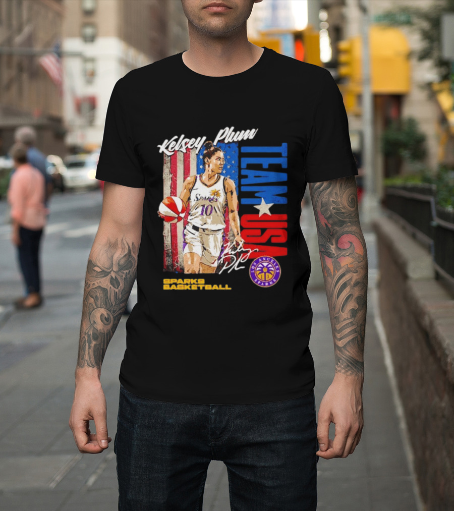 Kelsey Plum Team USA Los Angeles Sparks Basketball Spark T-Shirt