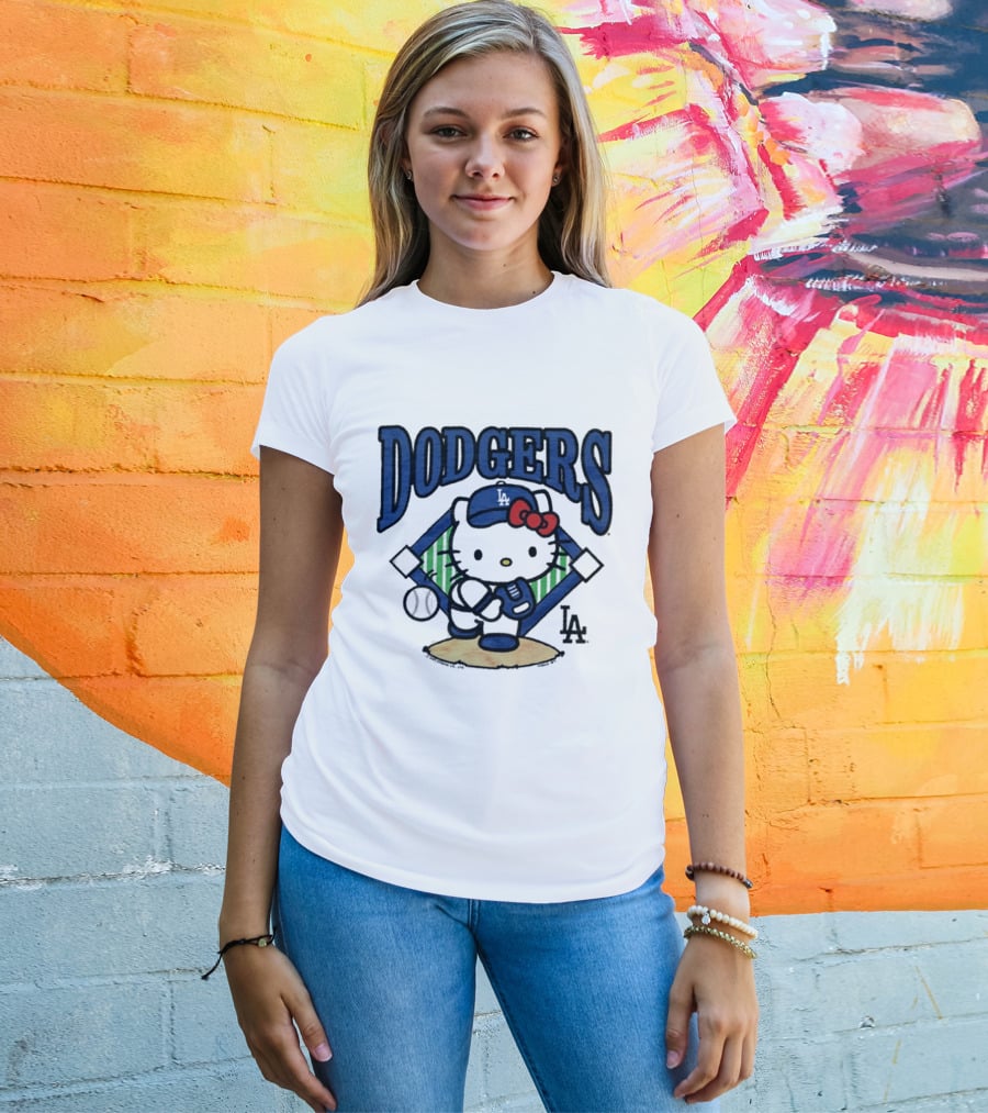 Hello Kitty Los Angeles Dodgers Baseball Crossover Fan Merchandise T-Shirt