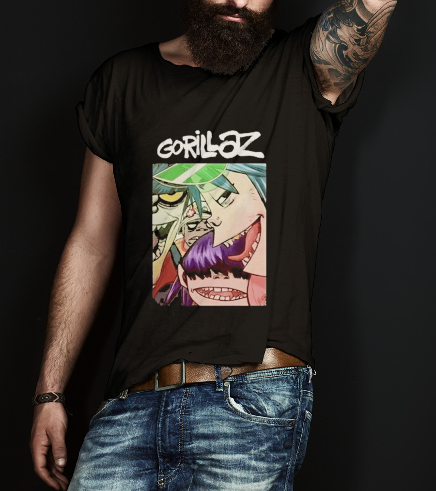 Gorillaz Cartoon Band Characters Art Comic T-Shirt