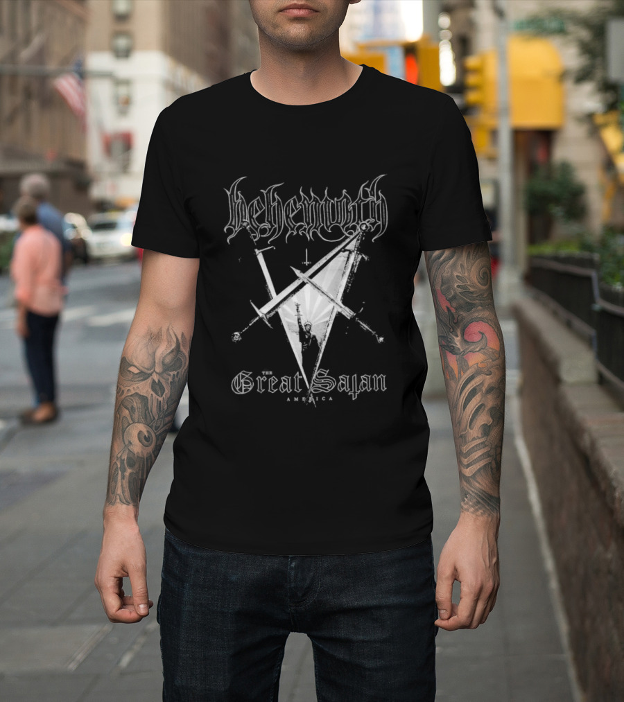 Behemoth Great Satan Inverted Cross Swords T-Shirt