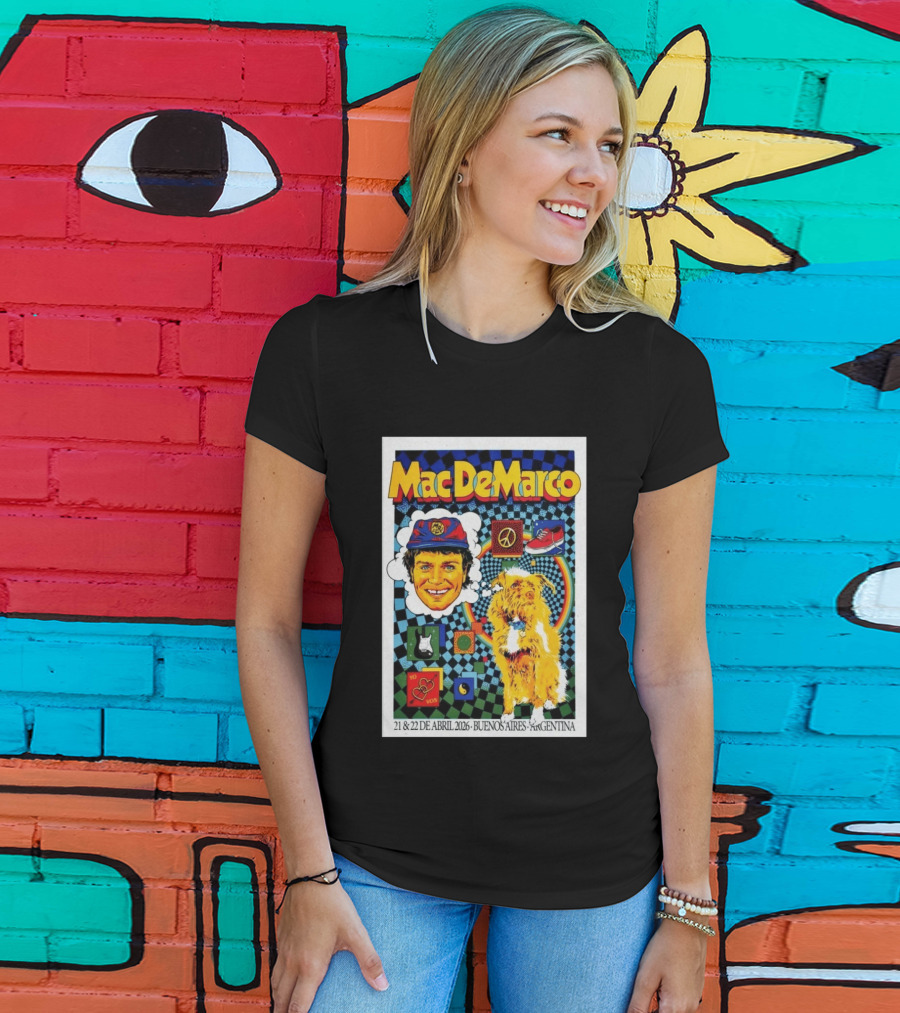 Mac DeMarco 21 22 De Abril 2026 Buenos Aires Argentina Checkerboard Dogg T-Shirt