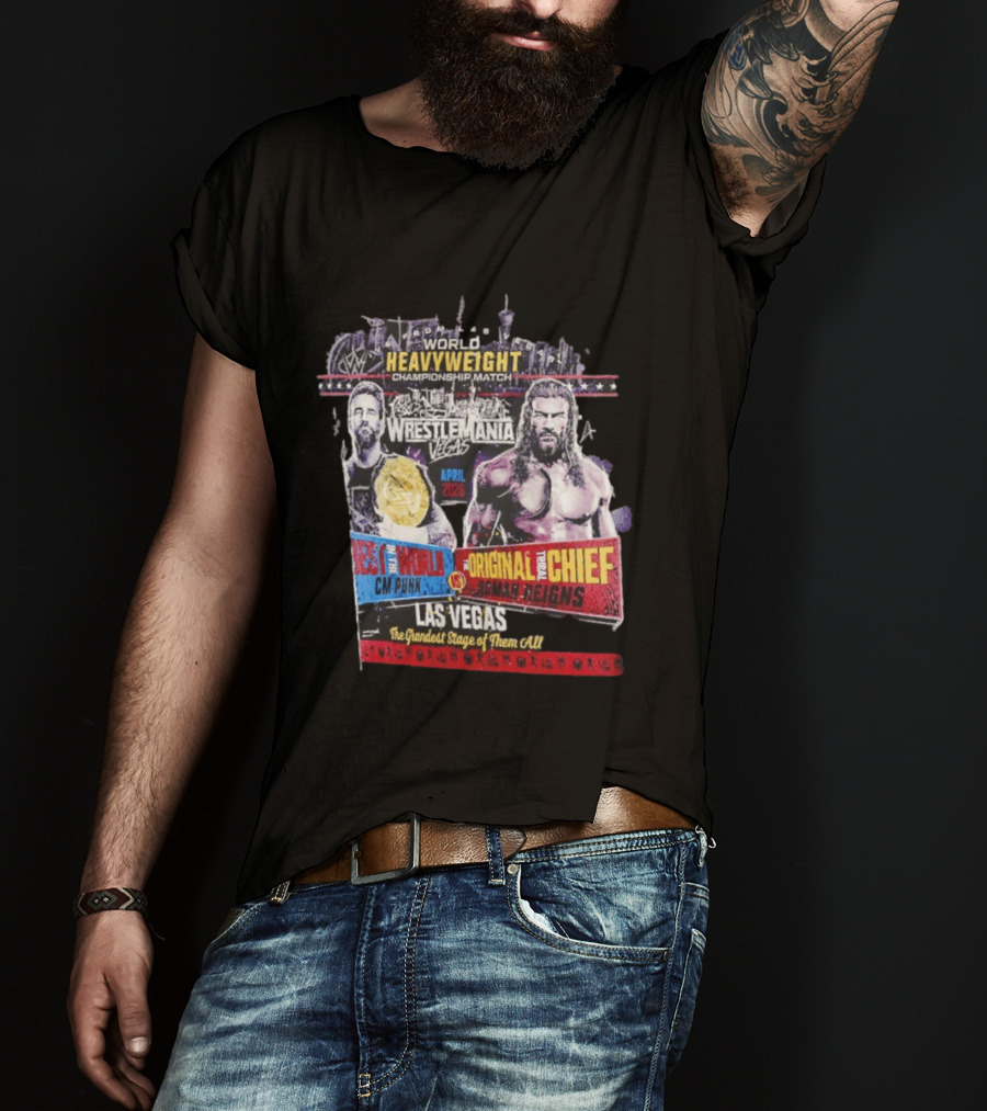 WrestleMania 42 Vegas World Heavyweight CM Punk Vs Roman Reigns T-Shirt