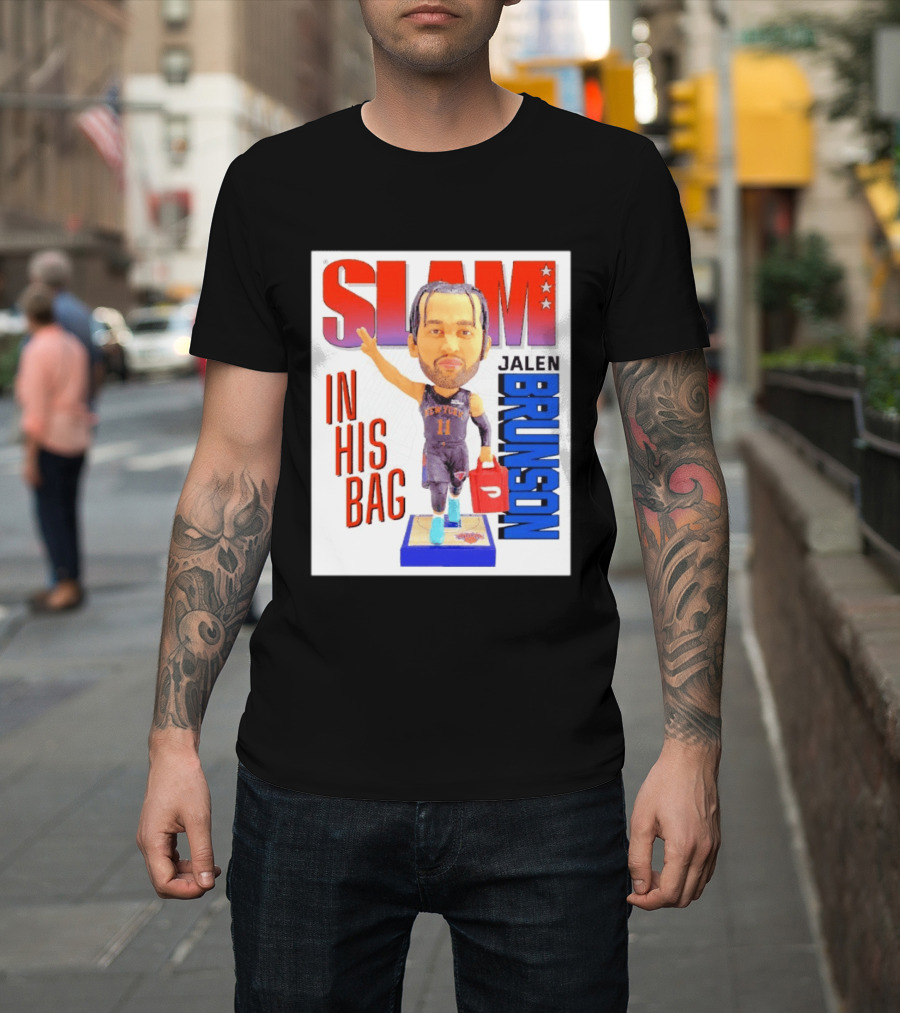 Slam Jalen Brunson New York Knicks In His Bag Big Bobblehead T-Shirt