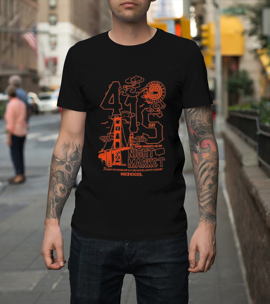 415 San Francisco Golden Gate Bridge Night Market Cityscape T-Shirt