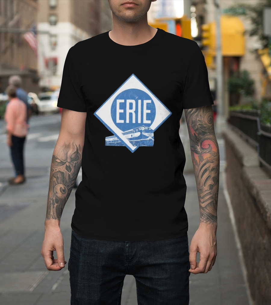 Erie Railway Train Vintage Blue T-Shirt