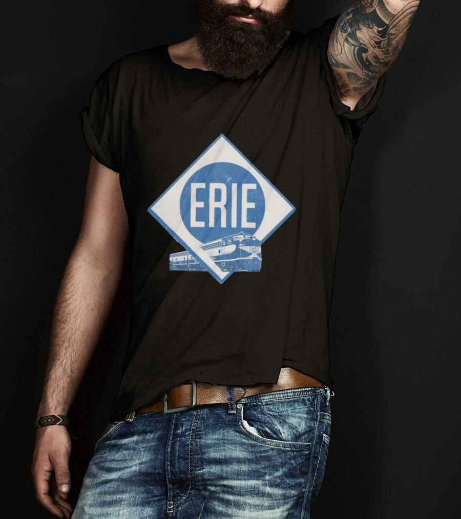 Erie Railway Train Vintage Blue T-Shirt