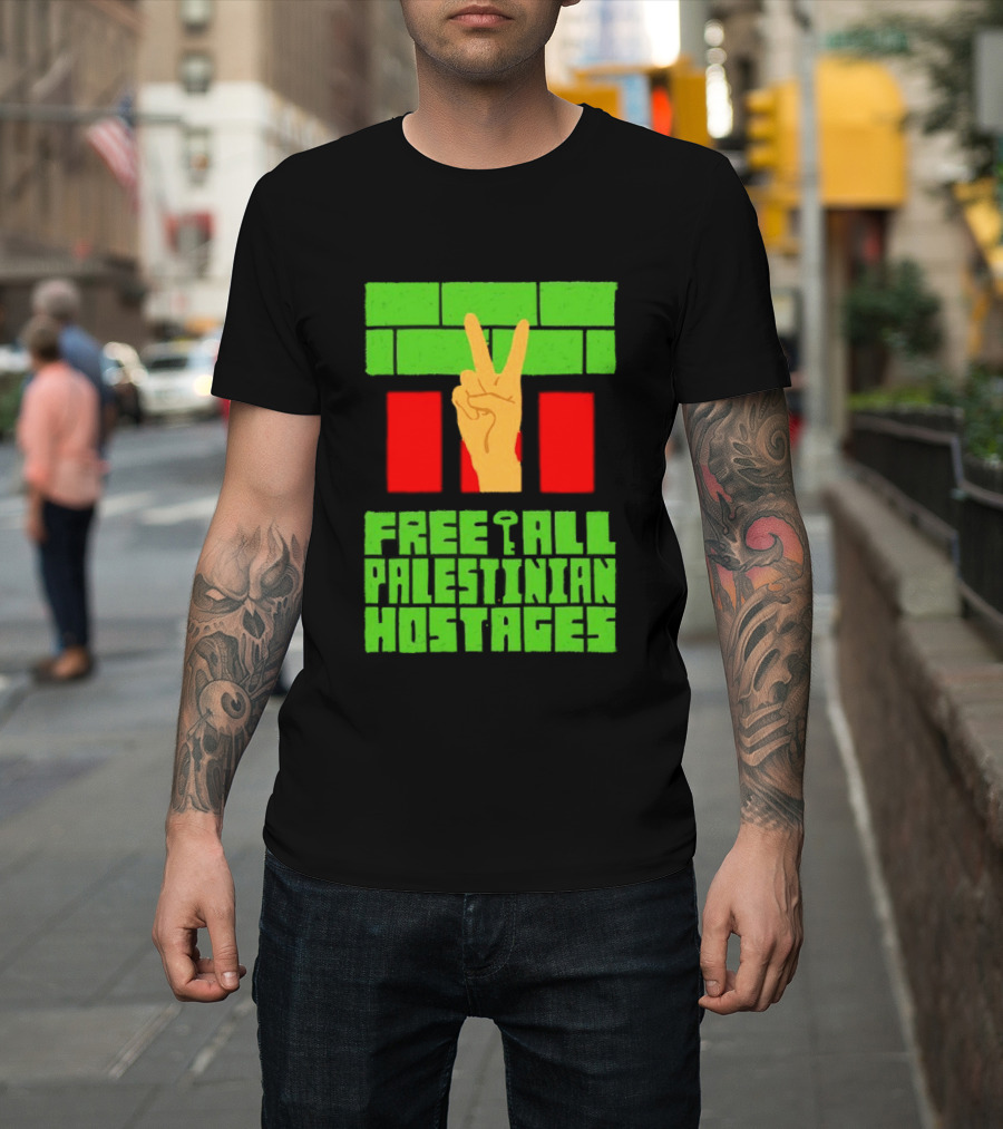 Celebrate Freedom Free All Palestinian Hostages Victory Hand T-Shirt