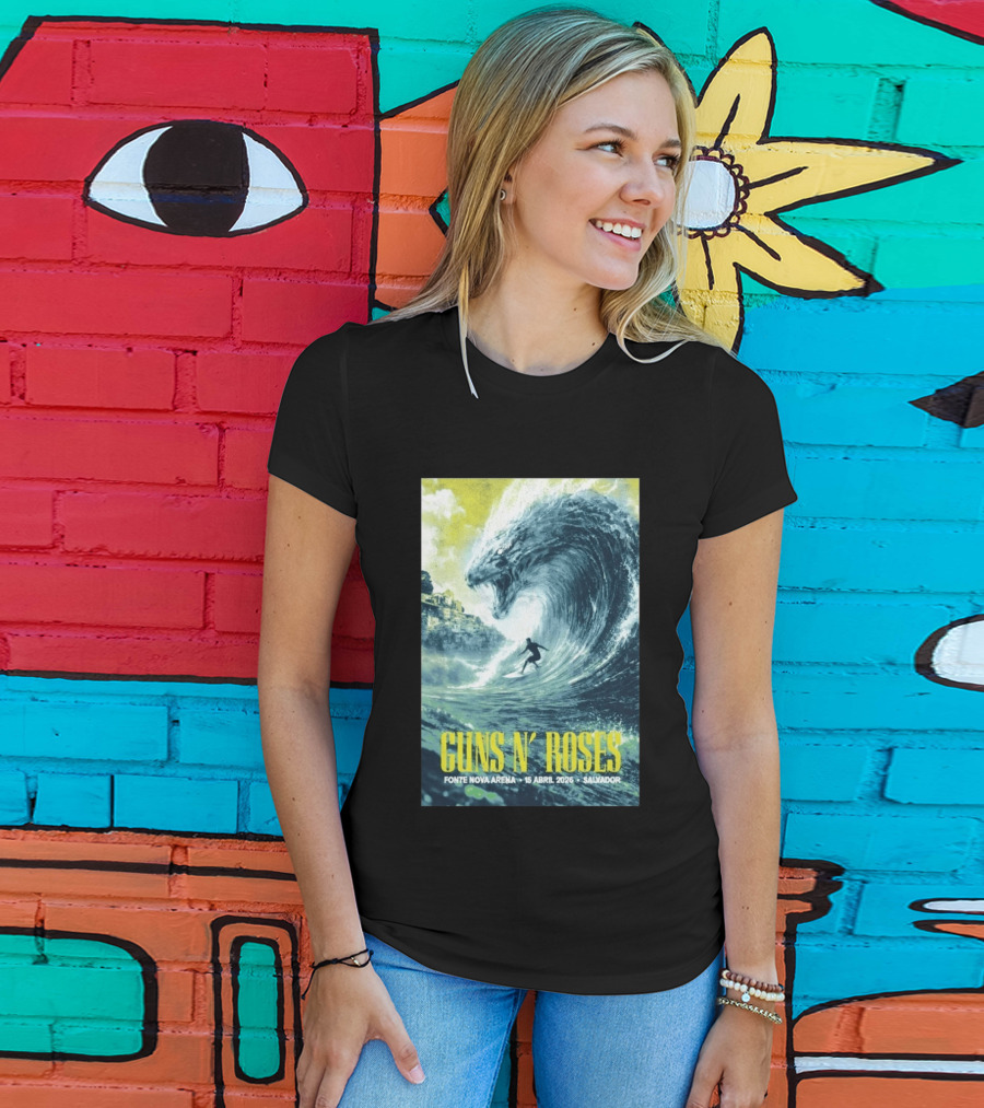 Guns N' Roses Concert April 15 2026 Fonte Nova Arena Salvador Surfer Wave T-Shirt