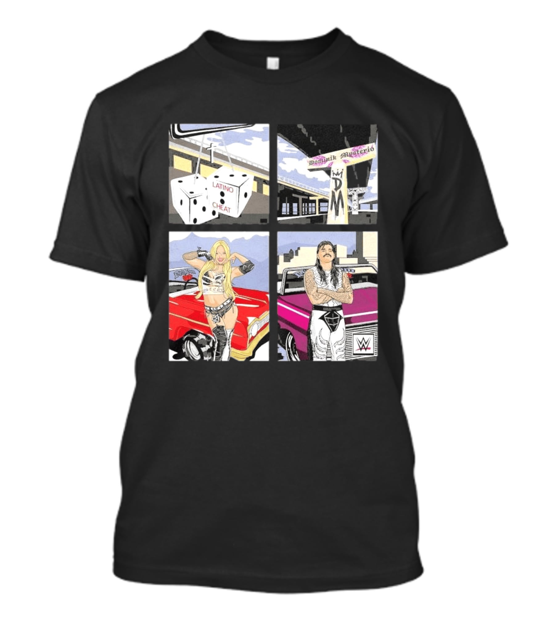 Ripple Junction Dominik Mysterio Liv Morgan 00s RPG WWE Latino Cheat Dice T-Shirt