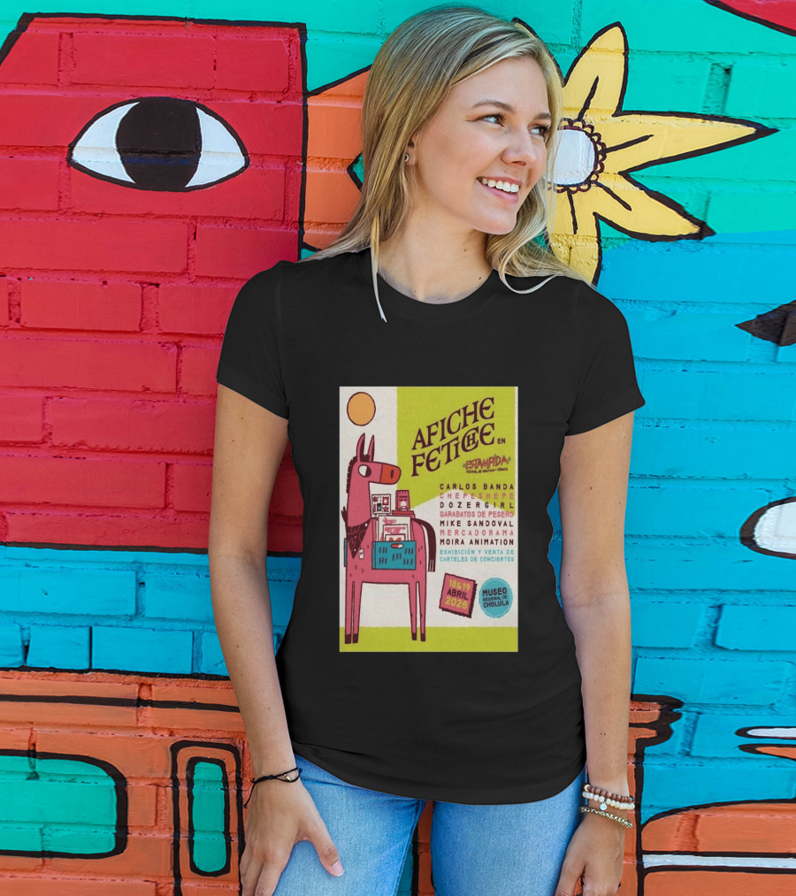 Afiche Fetiche Estampida Festival Gráfica Cómics Cholula Abril 2026 Museo Regional Exhibición Carteles Conciertos T-Shirt