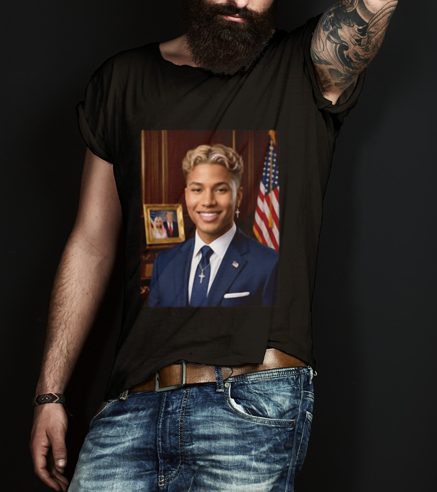 Kenzo J. Trump 2026 Presidential Portrait With USA Flag And Photo Frame T-Shirt