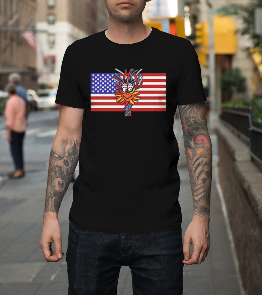 Patriotic Gooney Bird American Flag Hearts And Stripes T-Shirt